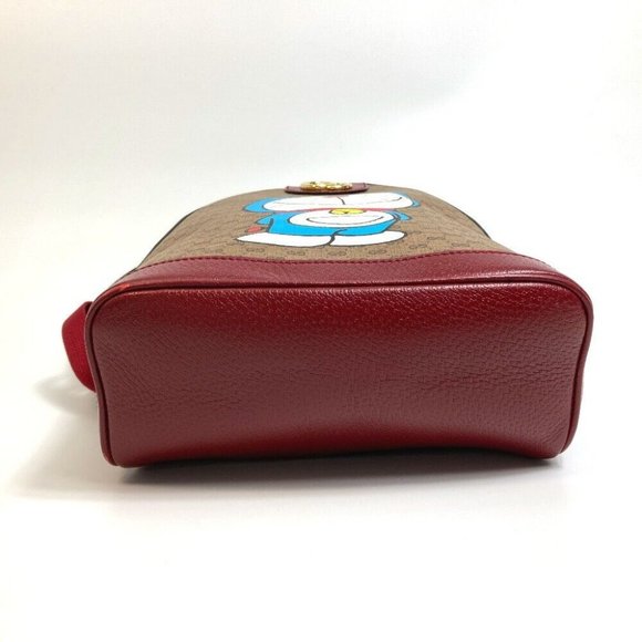 GUCCI 647816 GG Supreme Doraemon x GUCCI Small Backpack PVC/Leather Beige x Red - Picture 4 of 12